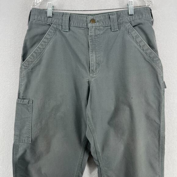 CARHARTT Pants Men 34x30 B151 Carpenter Dungaree Fit Utility Cotton Canvas Gray - Picture 4 of 15